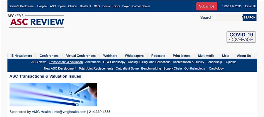 Screenshot of the article titled: 7 financial opportunities for ASCs