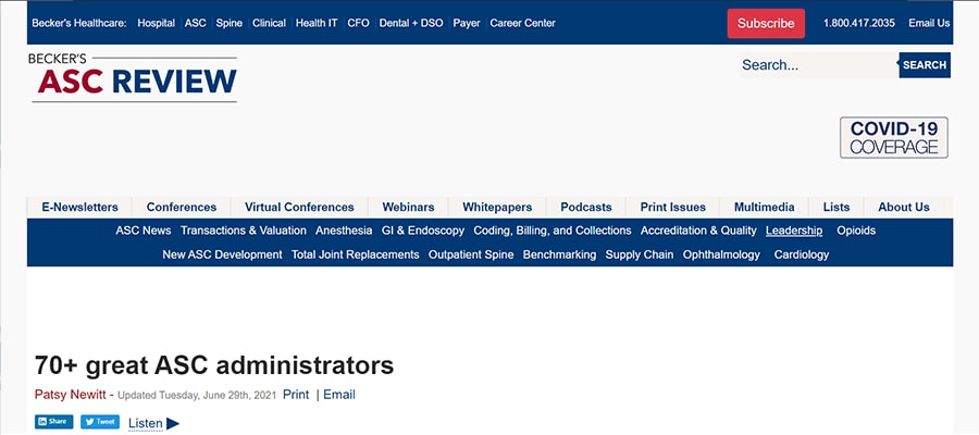 Screenshot of the article titled: 70+ great ASC administrators